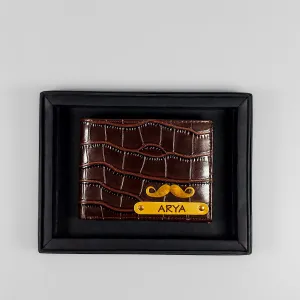 Personalized Big Croco Men's Dark Brown Wallet